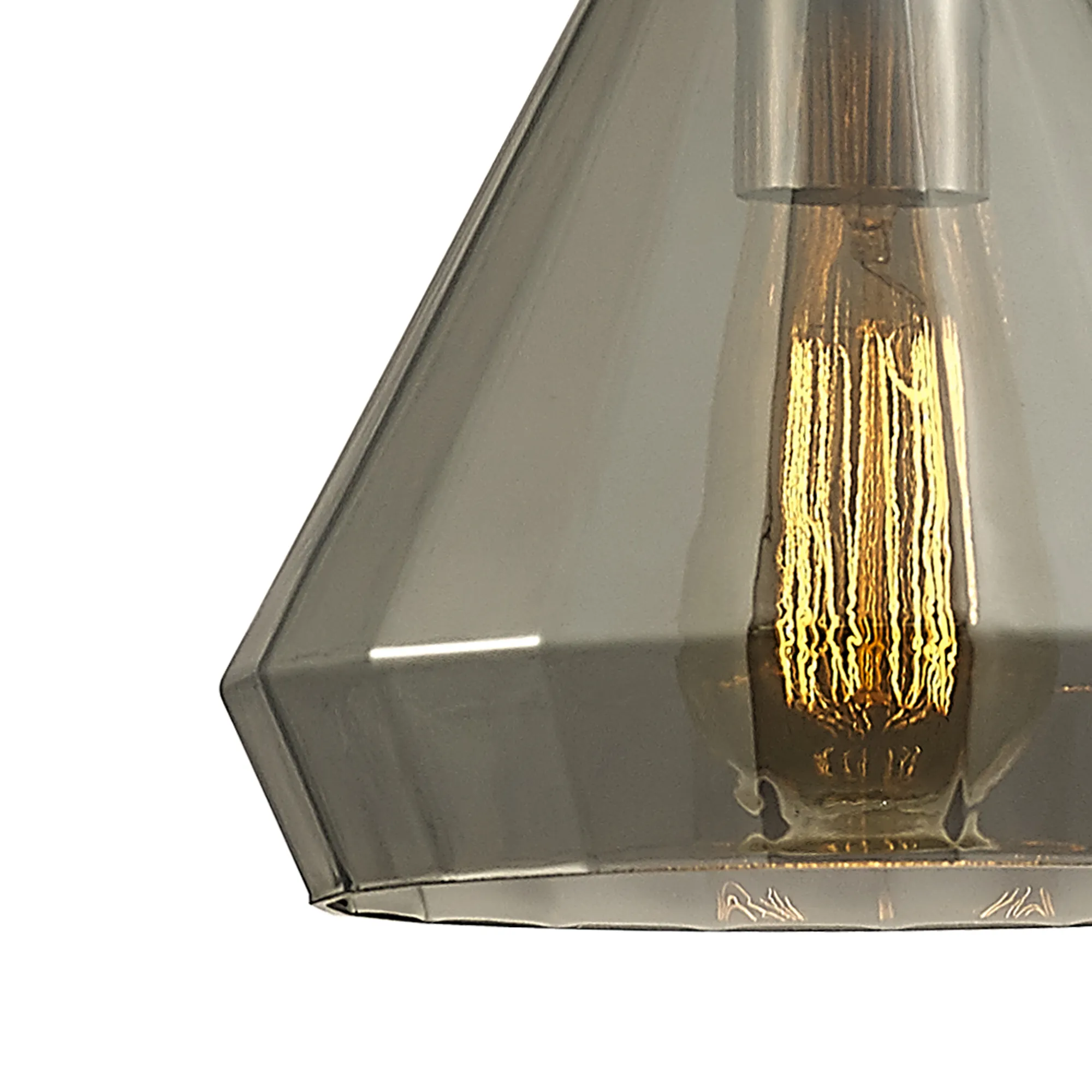 Markus Glass Pendant 1 Light Smoke Medium Cone Polished Chrome D0109  Deco Markus